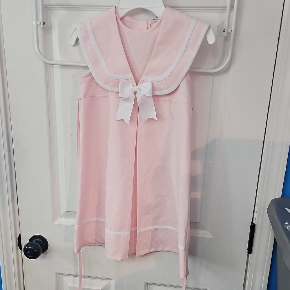 Pink Sleeveless Dress with White Bow size 5 Jenny